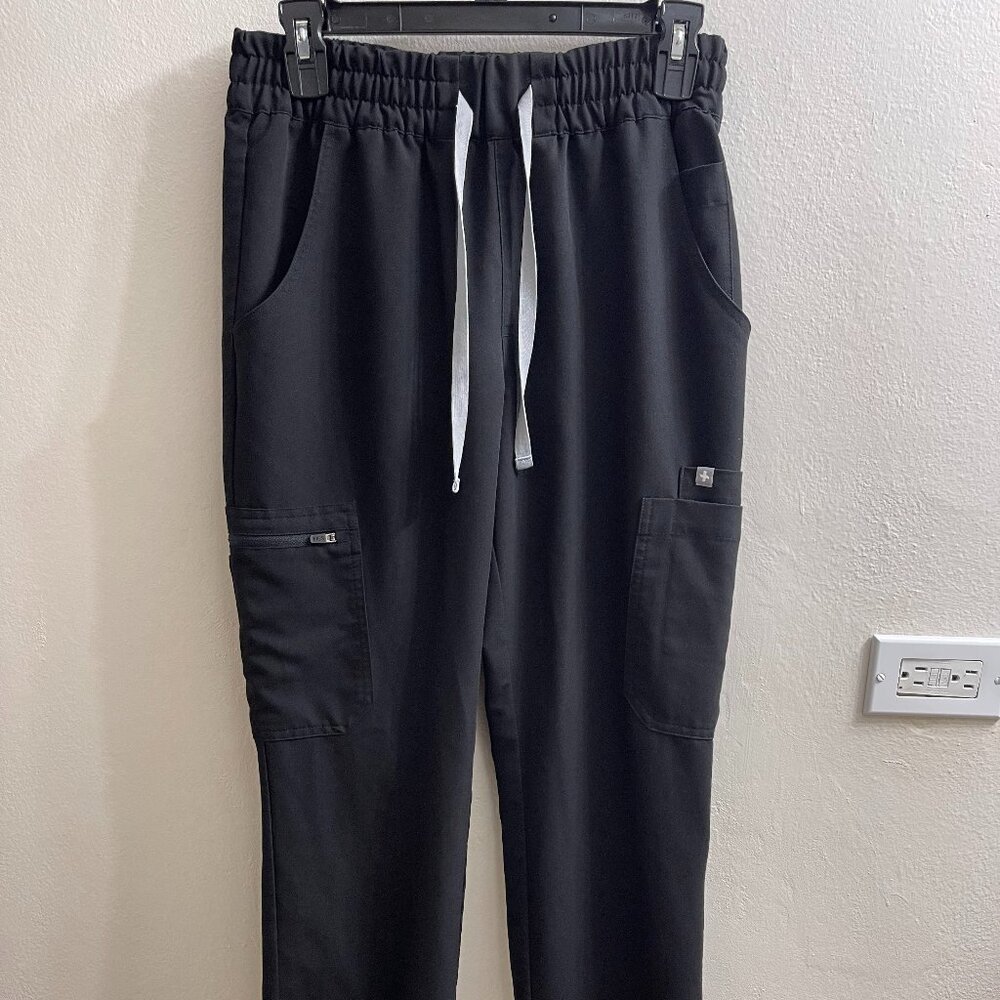 Figs Scrubs: Black Dowa Scrub Pants HW (S)